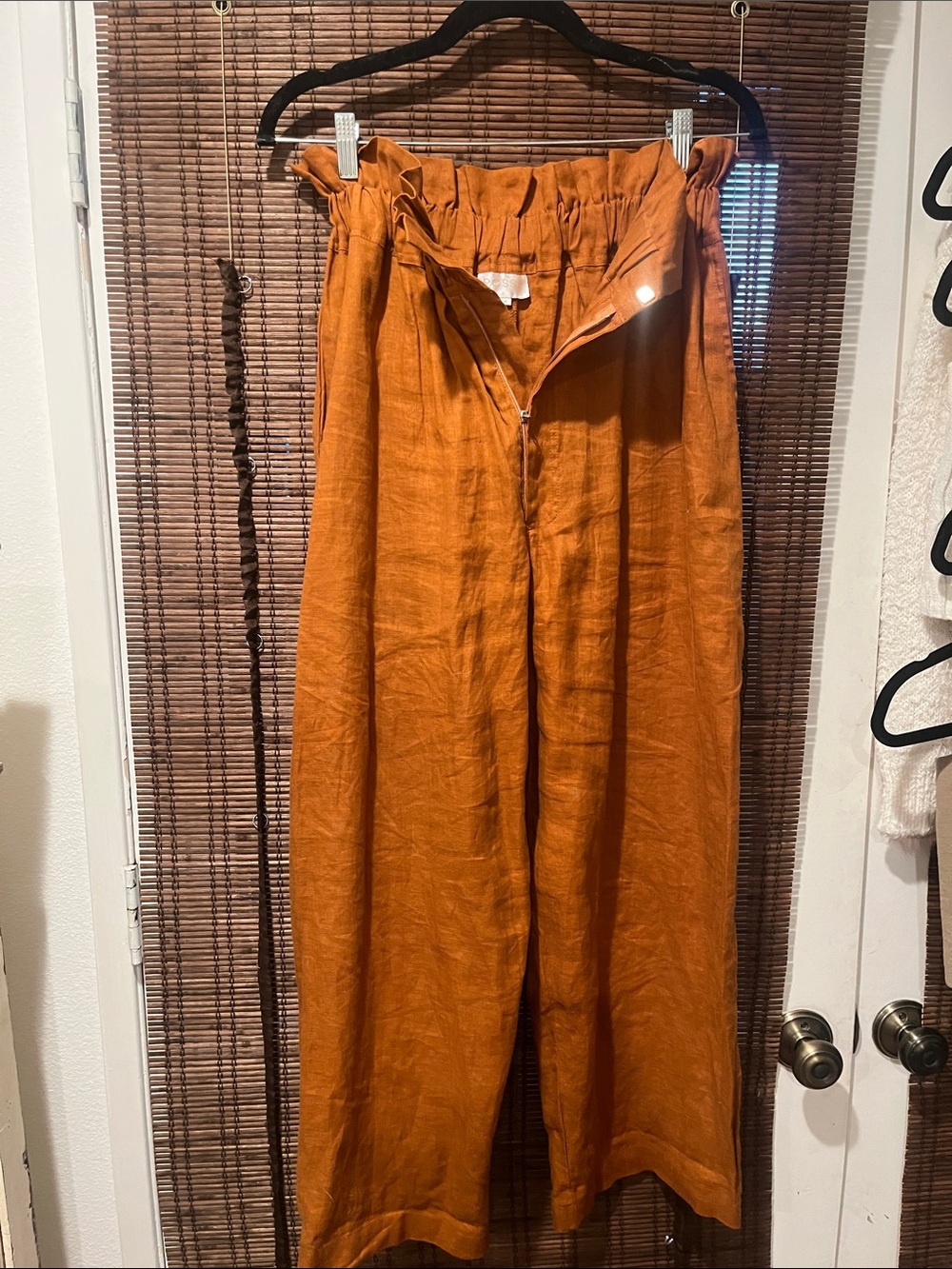 Posse Rust Brown Wide-Leg Jumpsuit with V-Neck